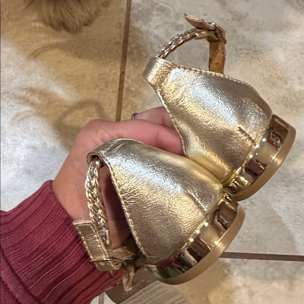 NWT! Gioseppo Gold Braided Leather Shoes Ballet Flats Ankle Strap 36 - Picture 7 of 8